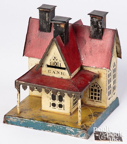 Appraisal: GEORGE BROWN COTTAGE BANKGeorge Brown cottage bank painted tin with