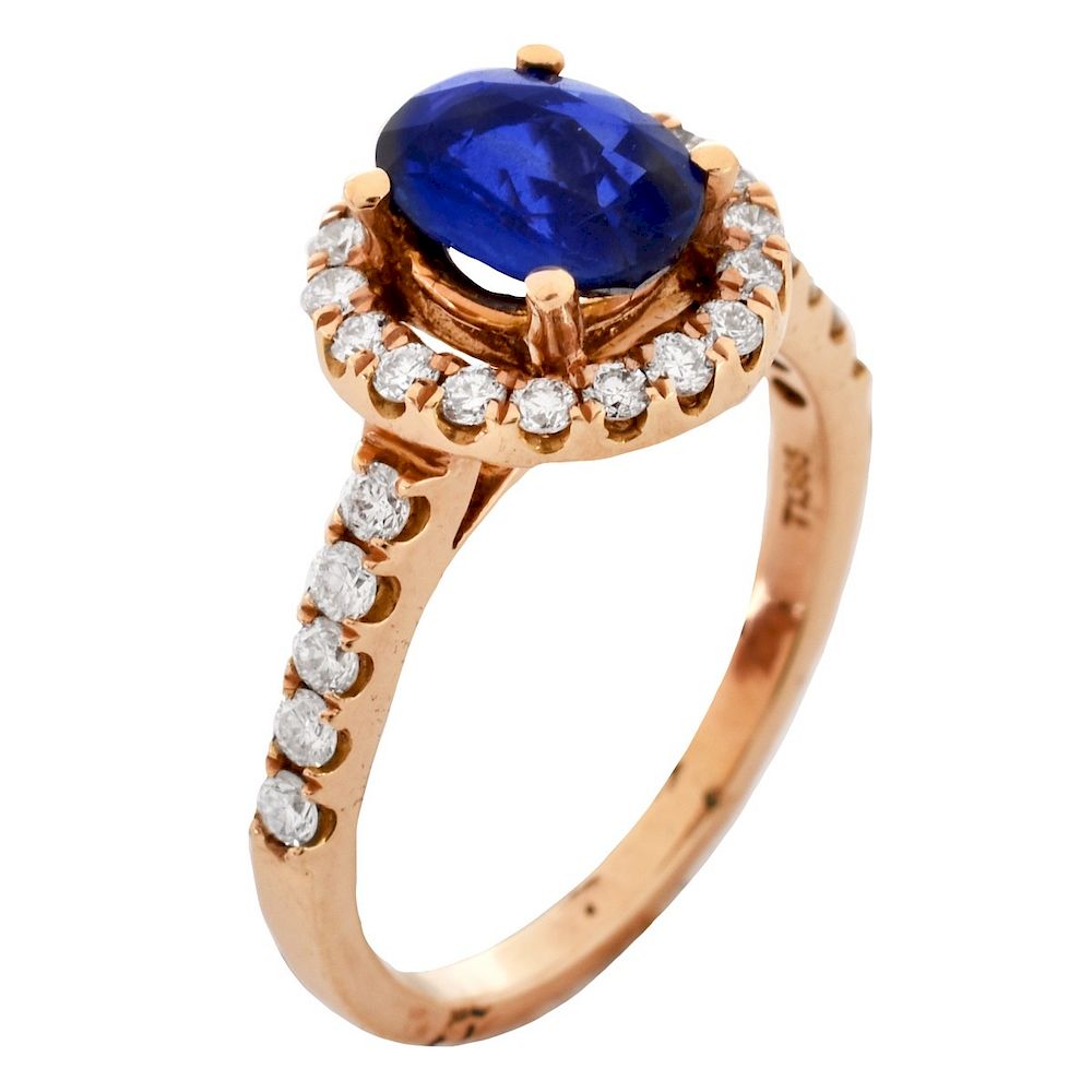 Appraisal: Sapphire Diamond and K Gold Ring Approx carat Oval Cut