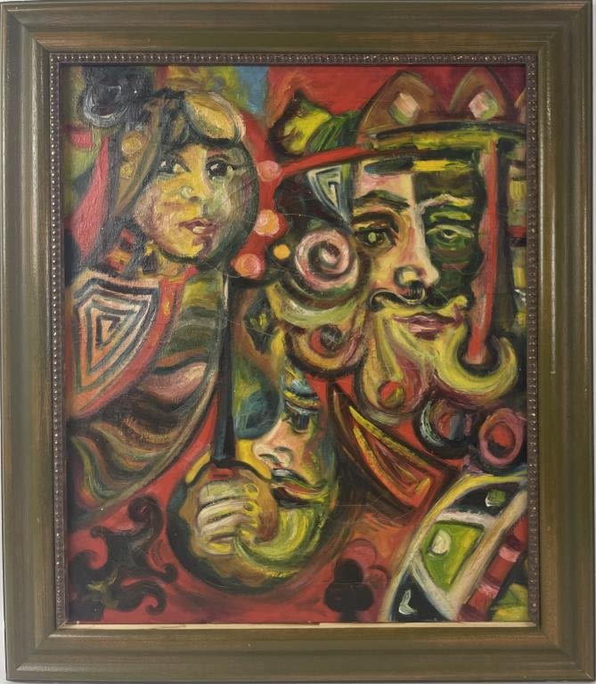 Appraisal: Vintage Abstract Oil Painting On CanvasFrame x Frame has nicks