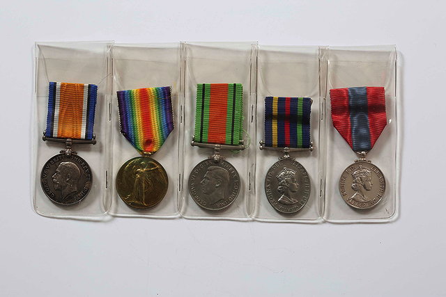 Appraisal: A GROUP OF FIVE MEDALS awarded to Private C F