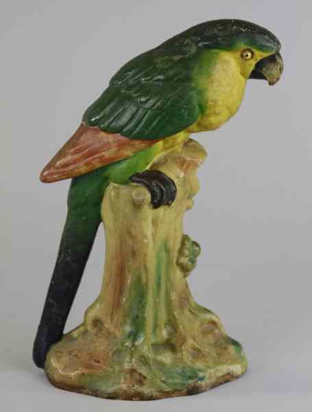 Appraisal: PARROT ON STUMP DOORSTOP National Foundry Cat cast iron done