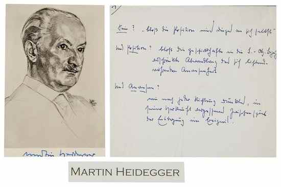 Appraisal: Heidegger Martin philosopher - Portrait signed lithographed portrait by Riffe-Moser