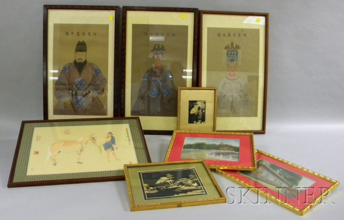 Appraisal: Group of Framed Asian Works of Art including a pair