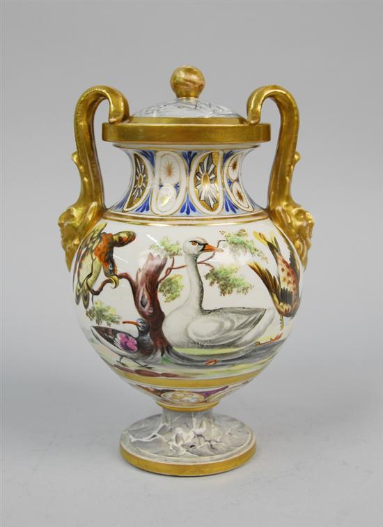 Appraisal: CHAMBERLAINS WORCESTER EXOTIC BIRD AND GILT DECORATED FOOTED VASE circa