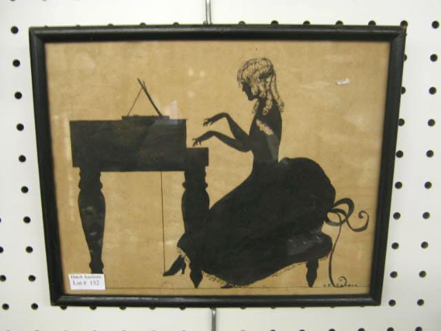 Appraisal: Victorian Silhouette lady at the piano forte signed V P