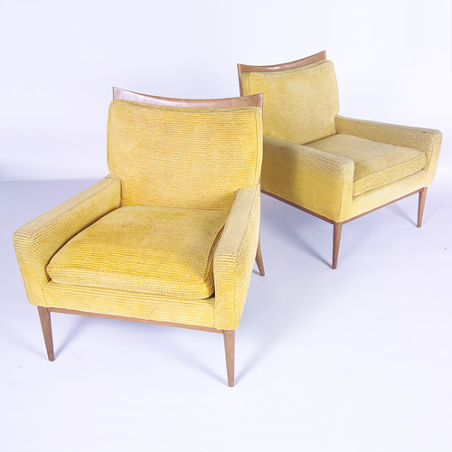 Appraisal: PAUL McCOBB CUSTOM CRAFT Pair of armchairs with textured gold