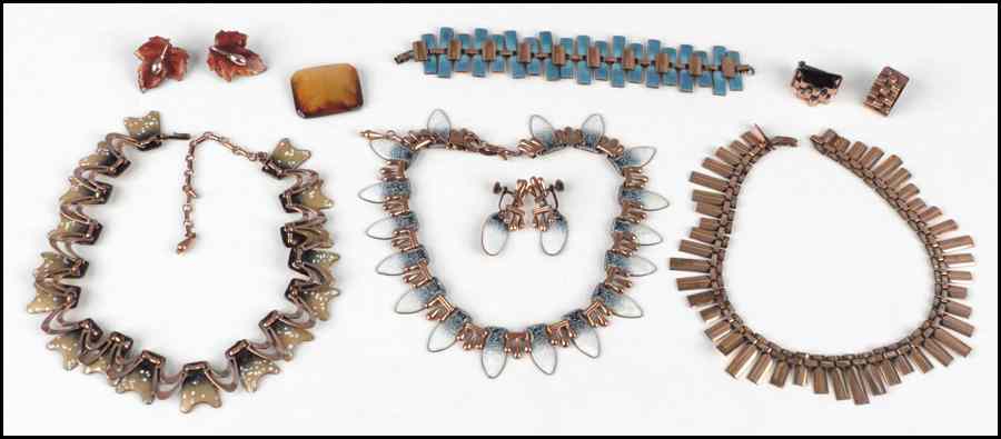 Appraisal: GROUP OF COPPER JEWELRY Including a Matisse blue enamel and