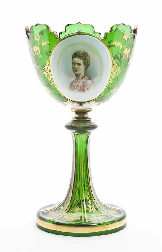 Appraisal: A Continental Glass and Enameled Chalice having gilt foliate decoration