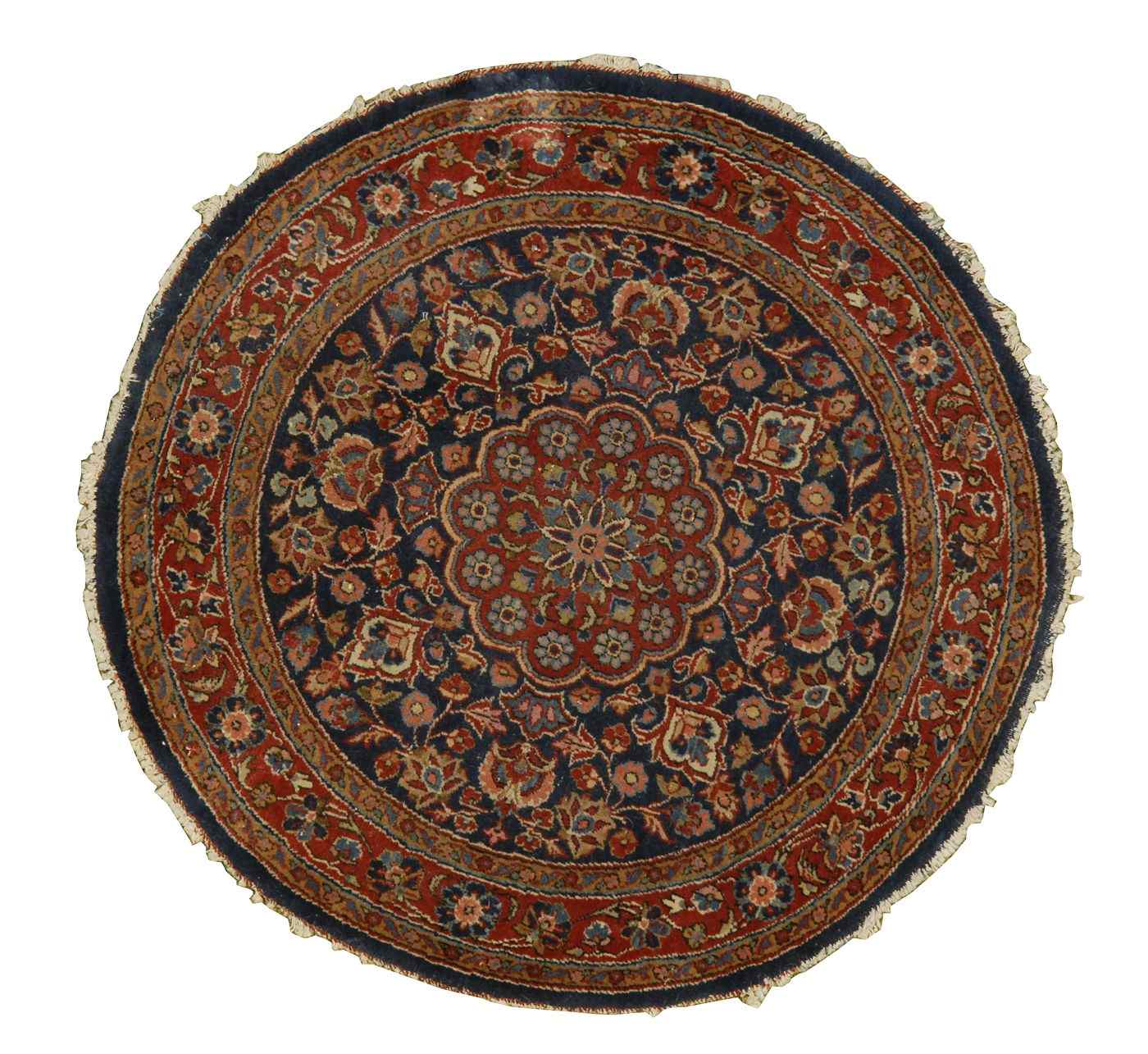 Appraisal: ORIENTAL RUG KESHAN MATDiameter ' In circular form with red