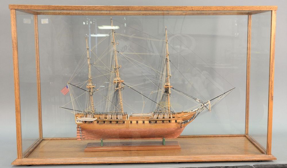 Appraisal: Cased model ship U S S Constitution case ht wd