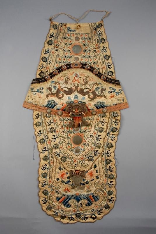 Appraisal: CHINESE SILK OPERA WARRIOR COSTUME PANEL LATE th C Padded