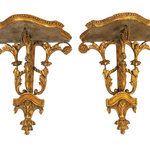 Appraisal: A Pair of George III Style Giltwood Brackets TH CENTURY