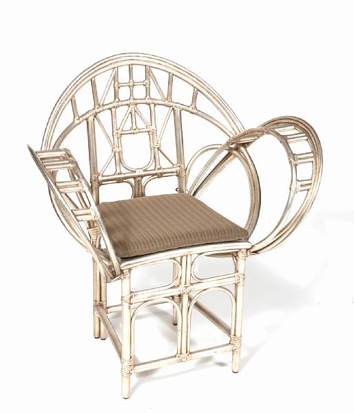 Appraisal: A silver bamboo 'butterfly' chair McGuire Furniture Company st century