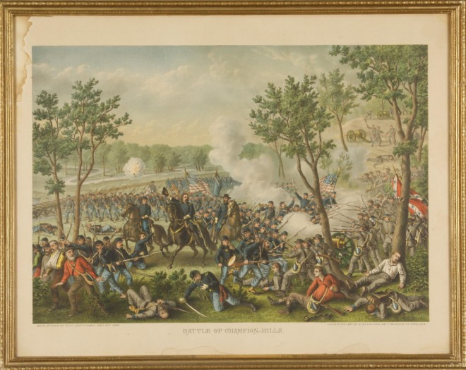 Appraisal: Chromolithographic print titled Battle of Champion Hills copyrighted by Kurz