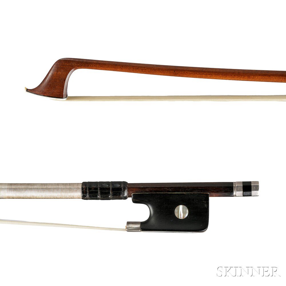 Appraisal: French Silver-mounted Cello Bow LaFleur Inspired the round stick unstamped