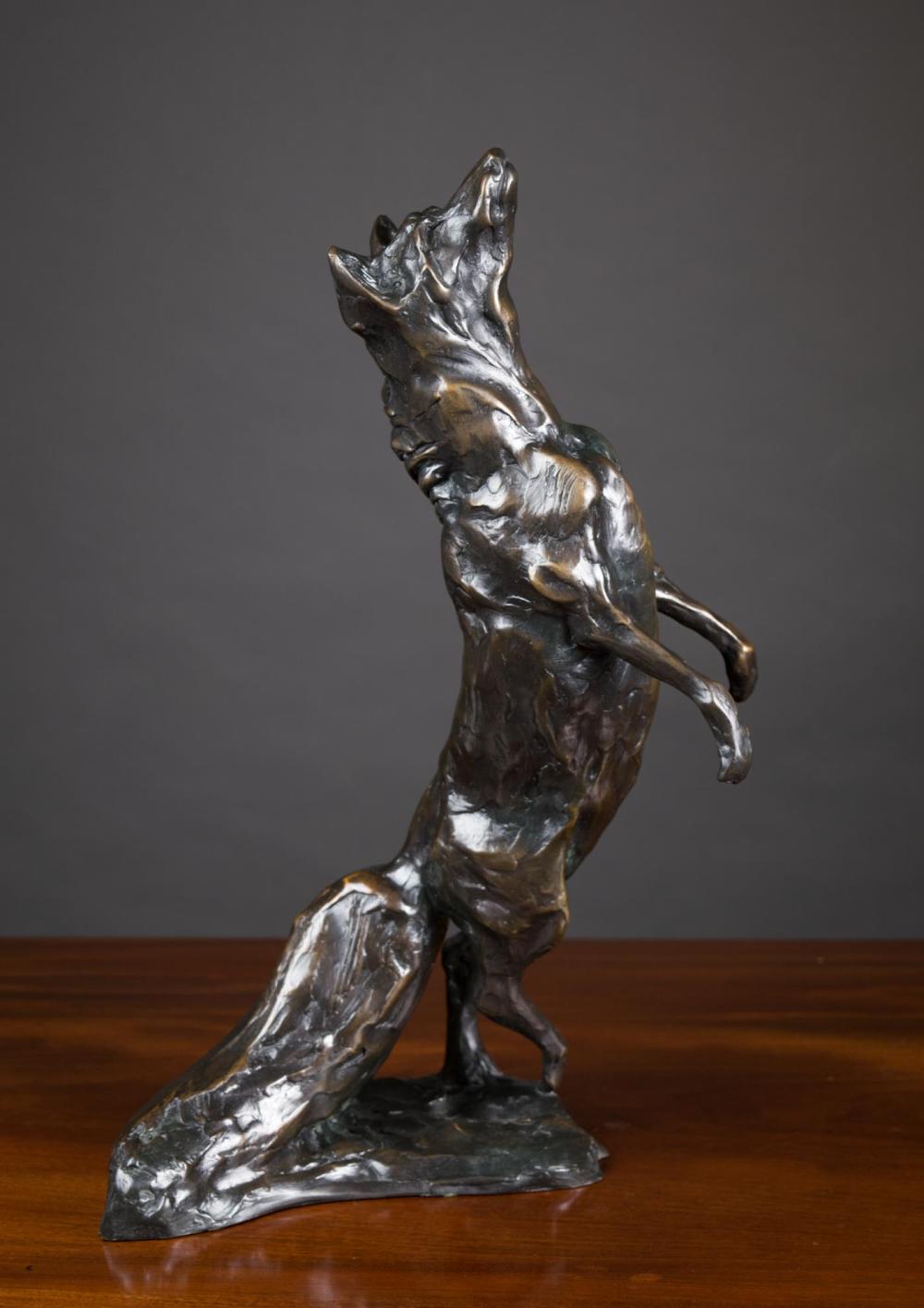 Appraisal: GEORGE NORTHUP Wyoming born bronze sculpture fox on hind legs