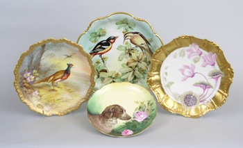 Appraisal: A Collection of Hand Decorated Porcelain Cabinet Plates Four hand