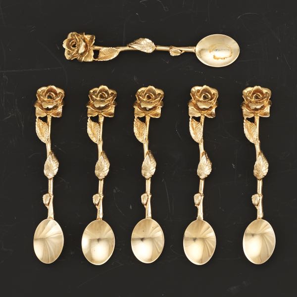 Appraisal: SET OF SIX GOLD WASHED DEMITASSE SPOONS Demitasse spoons each