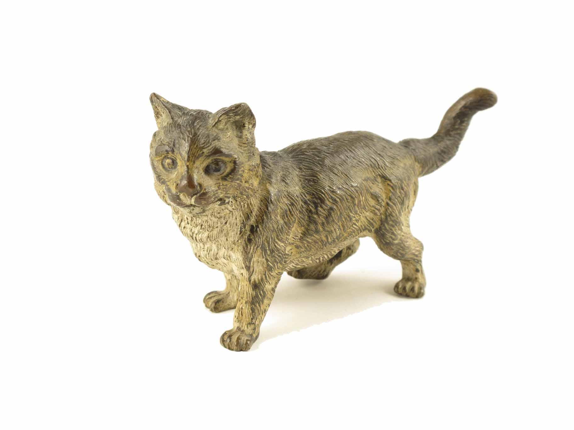 Appraisal: An Austrian cold painted bronze cat