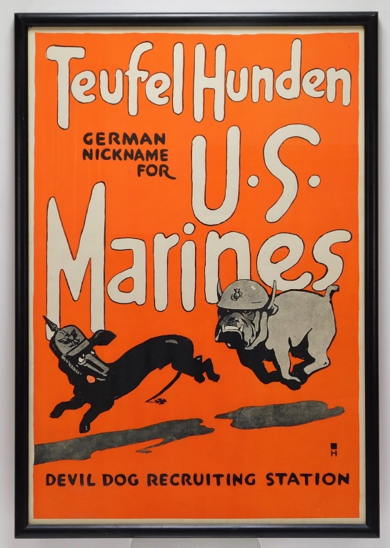 Appraisal: WWI DEVIL DOG RECRUITING STATION POSTER United States Circa Depicts