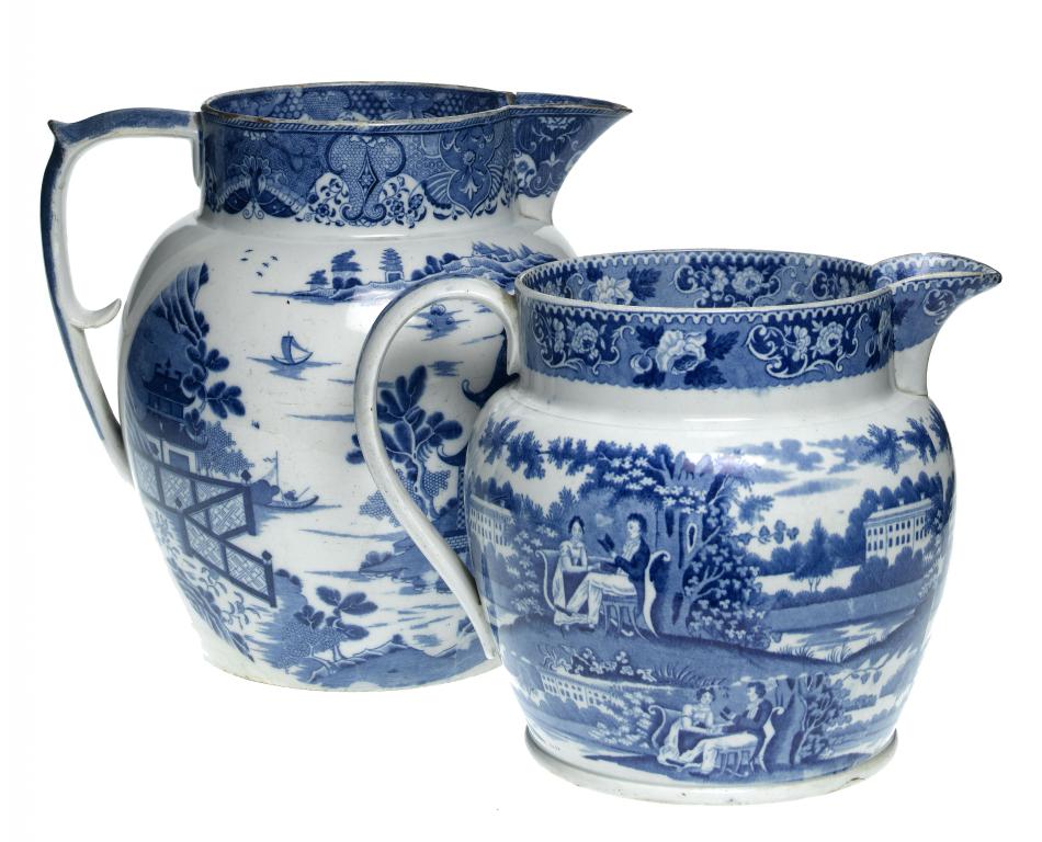 Appraisal: A BLUE PRINTED PEARLWARE JUG printed in clear bright blue