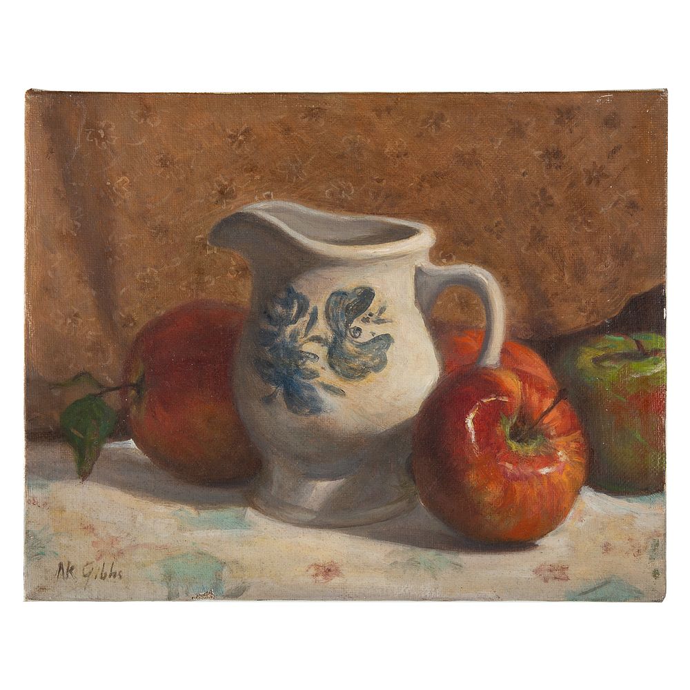 Appraisal: Nathaniel K Gibbs Apples and Vase oil American - Oil