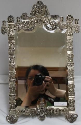 Appraisal: LATE TH CENTURY SILVER PROBABLY CONTINENTAL LADY'S TOILETTE MIRROR ORNATE