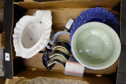 Appraisal: Collection of various pottery to include blue and white chamber