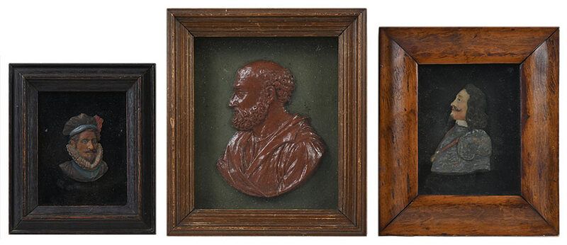 Appraisal: Group of Three Framed Wax Profile Portraits British Continental th