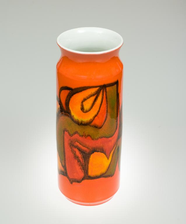 Appraisal: POOLE POTTERY DELPHIS VASE BY CYNTHIA BENNETT the cylindrical body