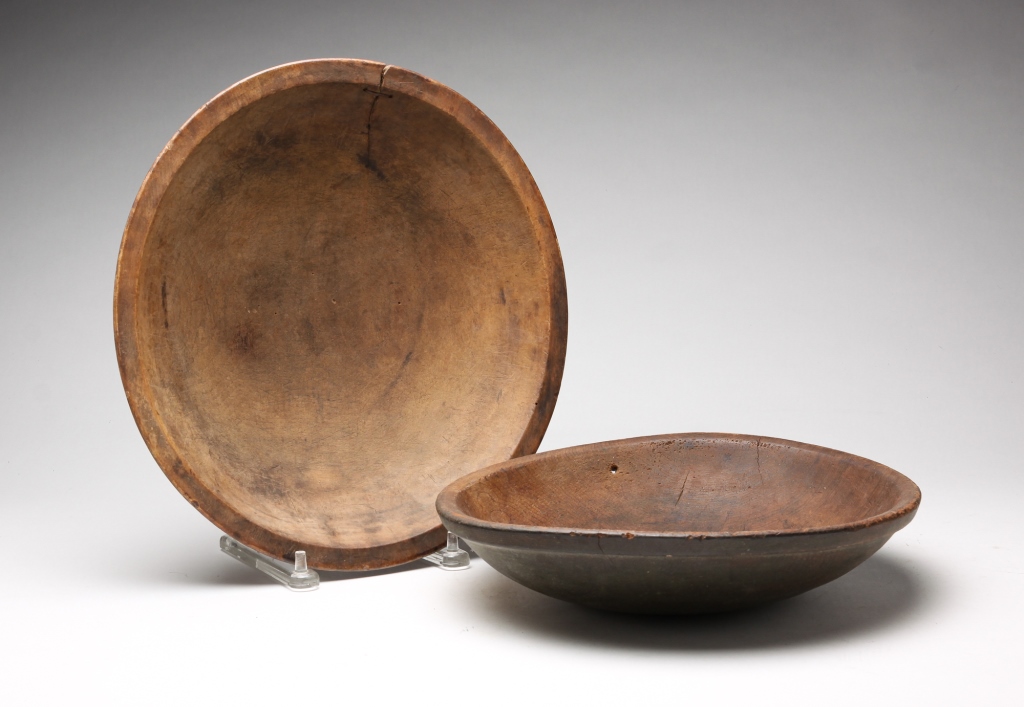 Appraisal: TWO AMERICAN TREENWARE BOWLS Nineteenth century One with traces of