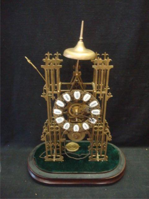 Appraisal: Ornate Chiming Skeleton Form Pendulum Clock On Oblong base with