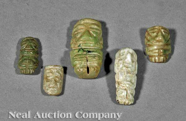 Appraisal: A Group of Five Mixtec Carved Stone Figural Ornaments Beads