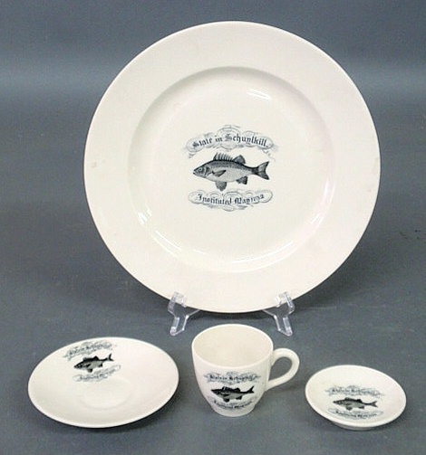 Appraisal: Four piece china set- State in Schuylkill Instituted May the