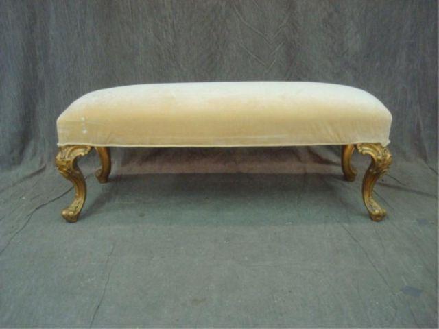 Appraisal: Louis XV Style Upholstered and Gilt Bench Dimensions x x