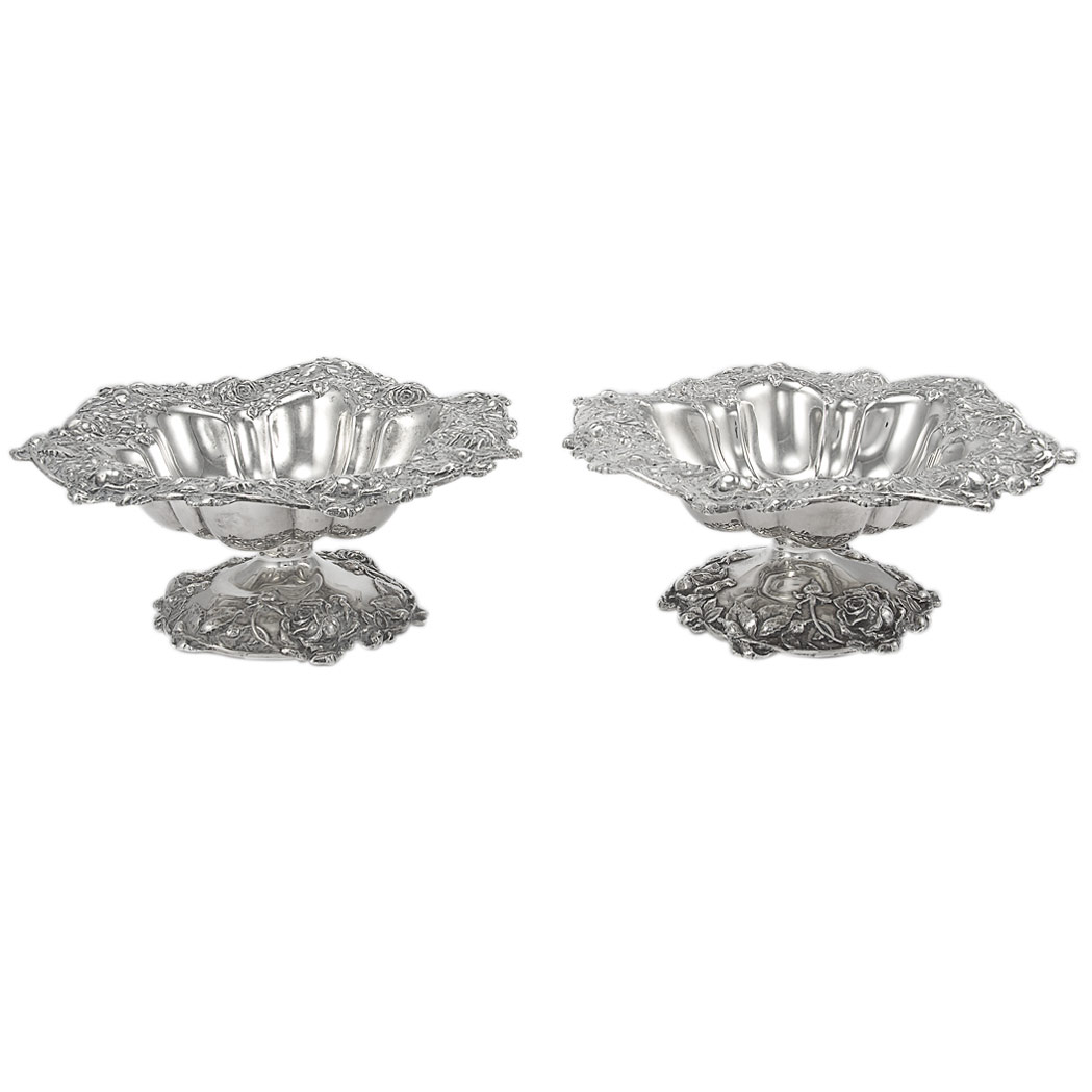 Appraisal: Pair of American Sterling Silver Low Compotes Each of shaped