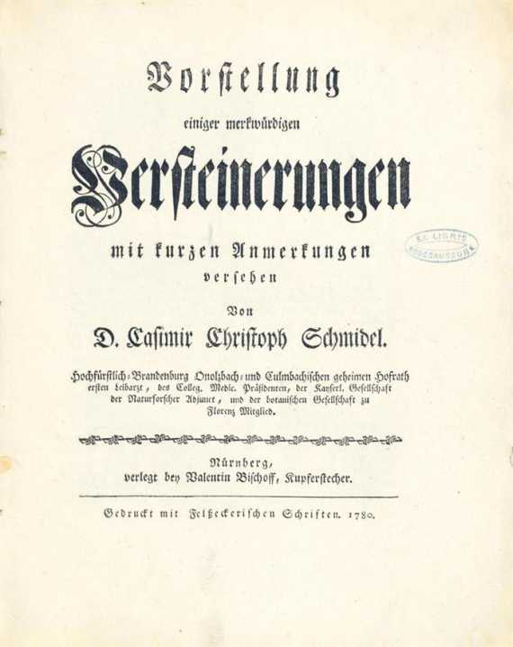 Appraisal: Schmidel Casimir Christoph Vorstellung einiger merkw rdigen Versteinerungen mit kurzen