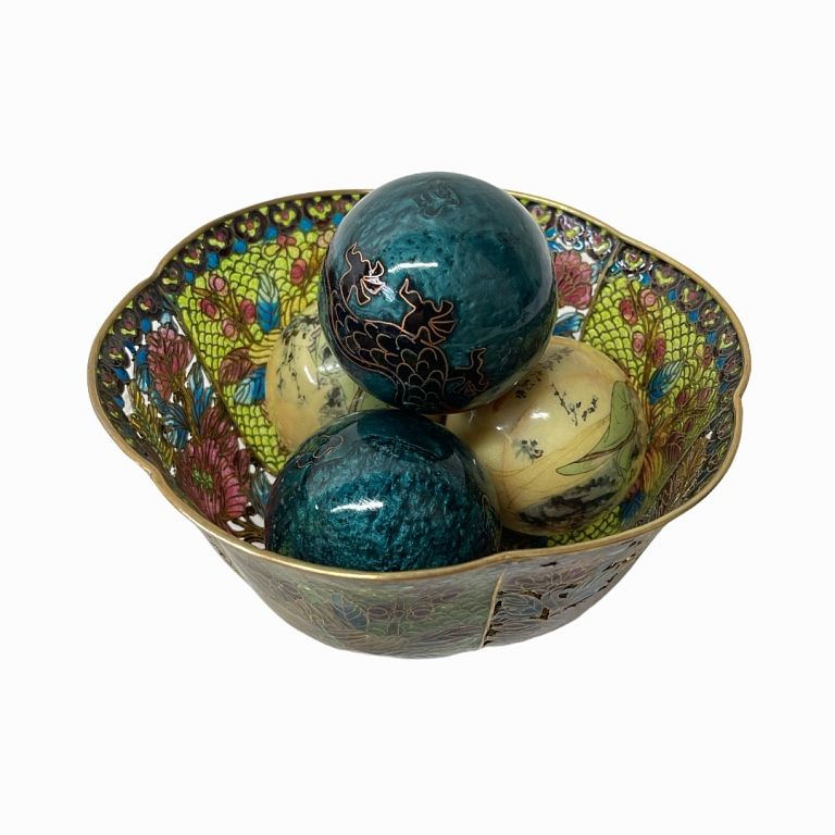 Appraisal: Lot of Chinese Baoding Health Balls yellow decorated Baoding balls