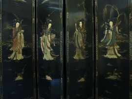 Appraisal: A Four Fold Inlaid Chinese Screen each panel x cm