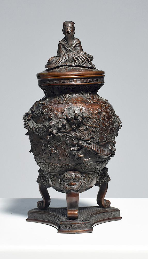 Appraisal: Good th C Chinese bronze figural censer Good th C