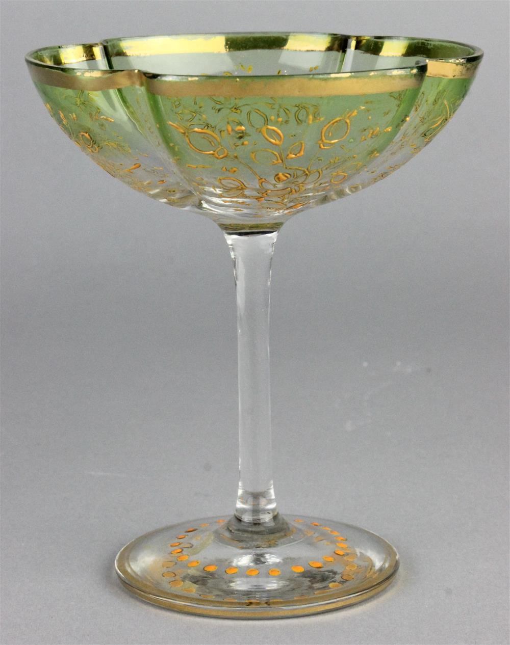 Appraisal: QUATREFOIL GILT GLASS GOBLET ATTRIBUTED TO MOSER h in Provenance