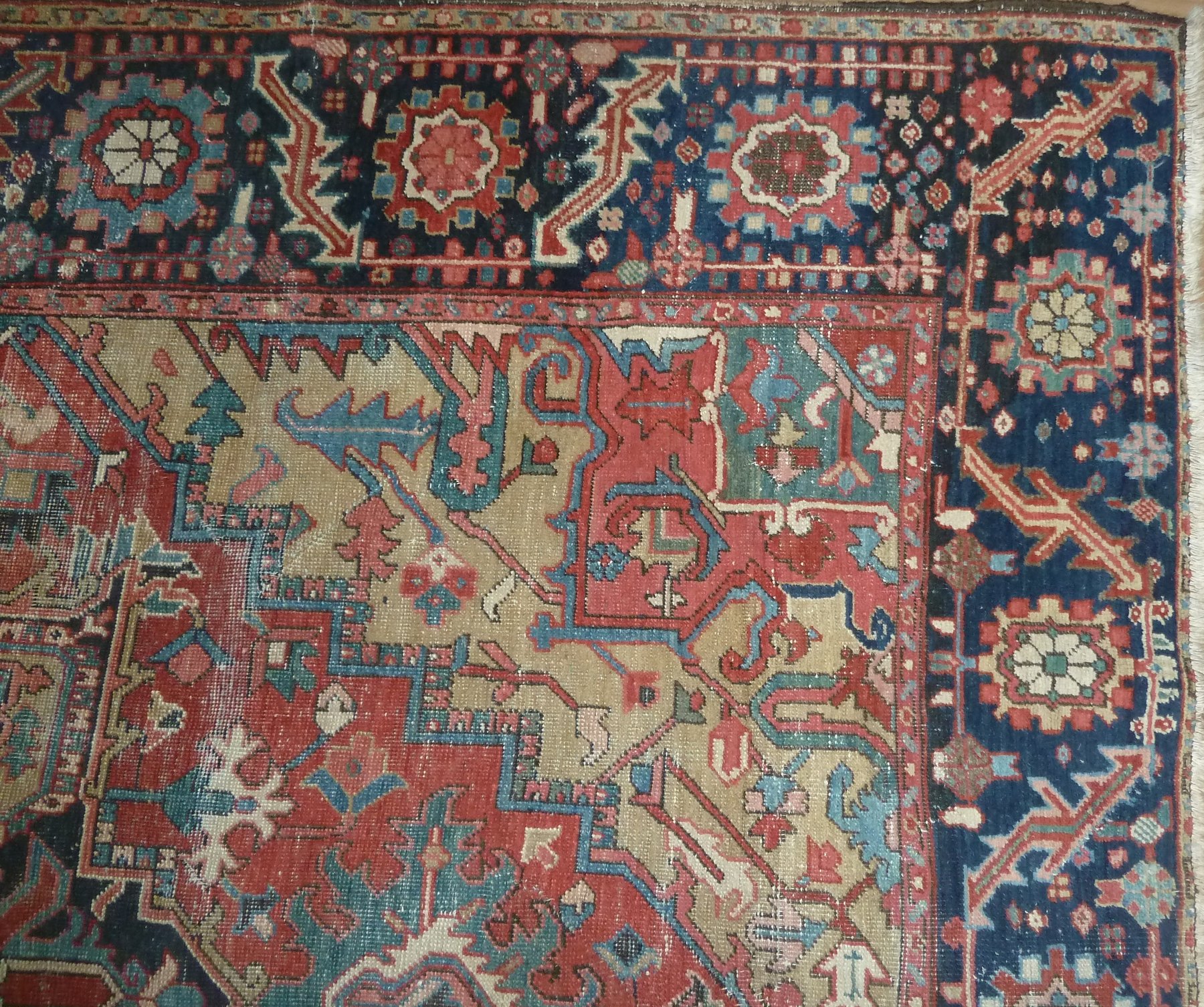 Appraisal: A Heriz rug with all over geometric design on a