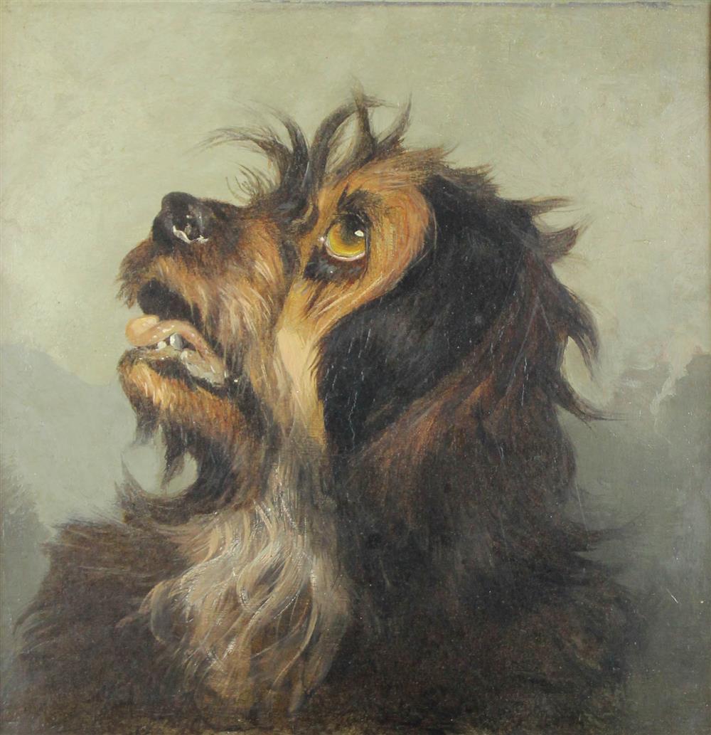 Appraisal: STYLE OF GEORGE ARMFIELD TH CENTURY TERRIER Oil on canvas