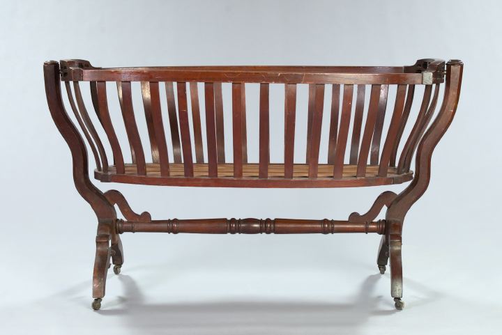 Appraisal: American Early Victorian Walnut Platform Cradle mid- th century the