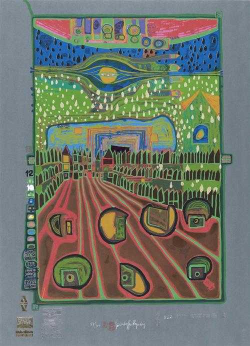 Appraisal: HUNDERTWASSER FRIEDENSREICH Vienna - Cruiser Queen Elizabeth II From der