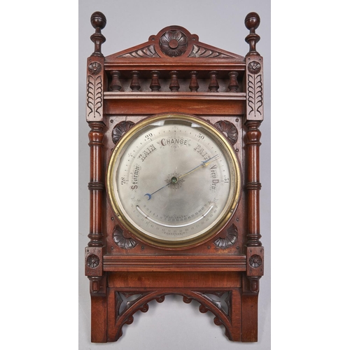 Appraisal: A Victorian walnut aneroid wall barometer c with silvered register