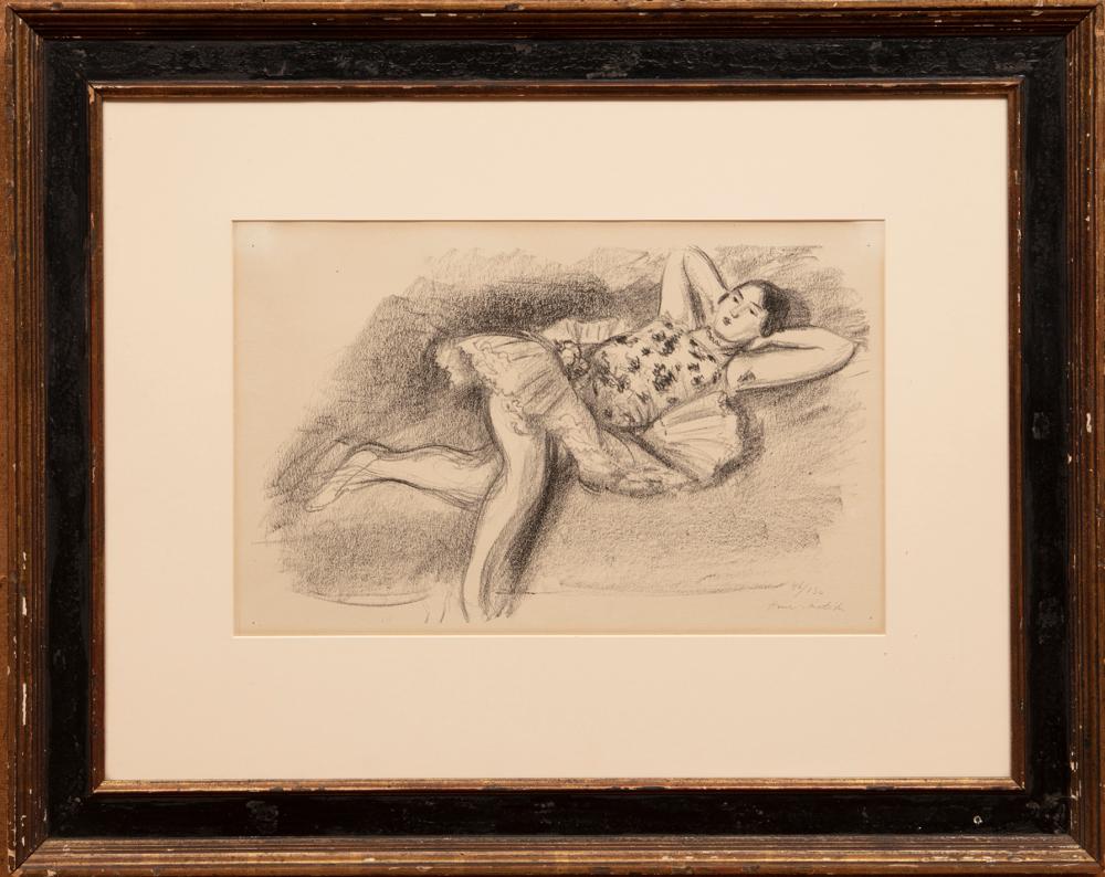 Appraisal: Henri Matisse French - Untitled Reclining Dancer Duthuit lithograph pencil-signed