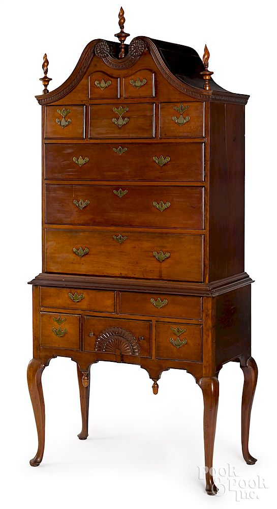 Appraisal: Connecticut Queen Anne bonnet top high chest Exclusive on Bidsquare