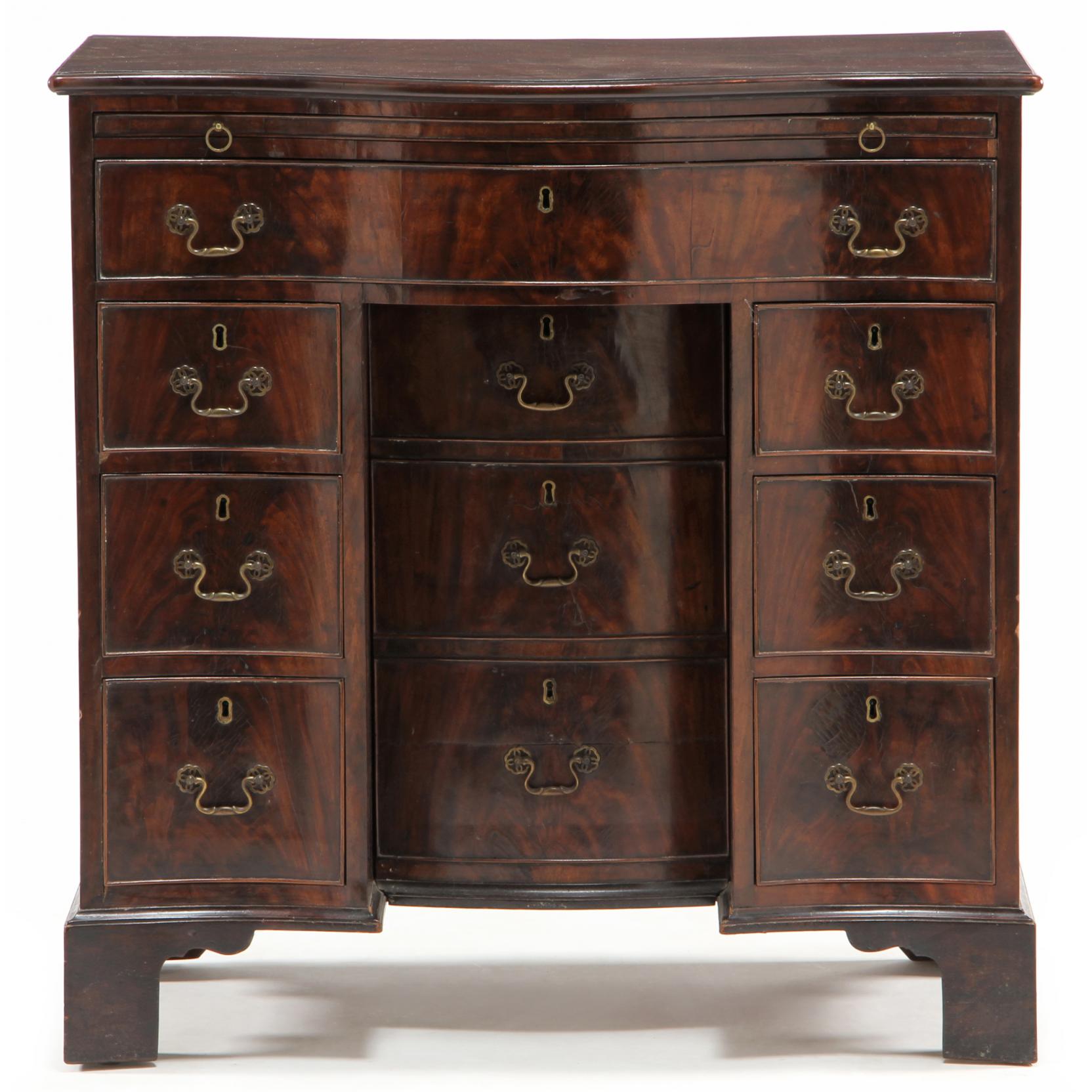 Appraisal: Antique Chippendale Style Knee Hole Desk mahogany and mahogany veneer