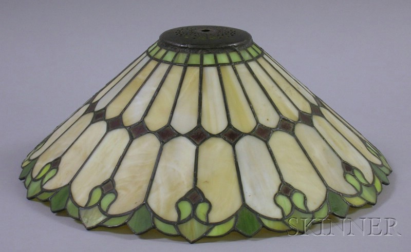 Appraisal: Conical Leaded Slag Glass Lamp Shade dia in